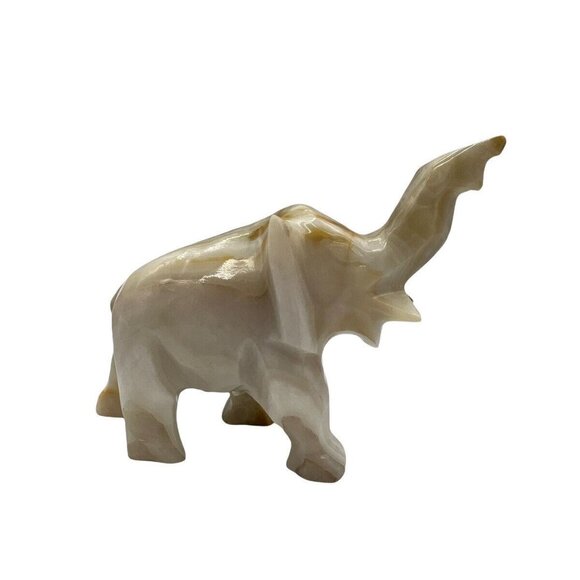 Vintage Elephant Onyx Hand Carved Stone Two Toned 5" L x 4" H x 2-1/4" W - Picture 2 of 7